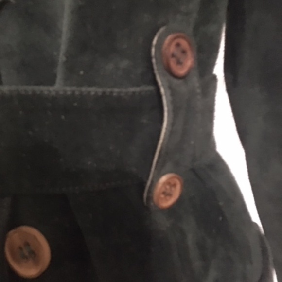 Vintage Green  Suede Leather trench coat - Picture 5 of 8